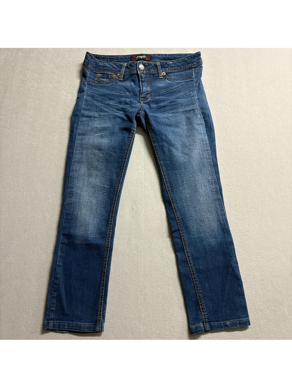Fragile Blue Jeans Womens Skinny Straight Blue Denim Jeans Size 26 Inseam 26